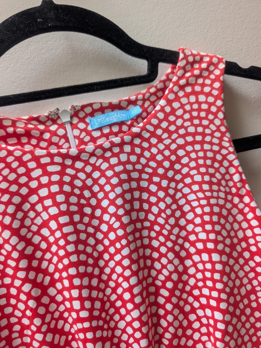 NWOT J McLaughlin Catalina Cloth Half Zip Red White Dot Printed Dress Sz XS